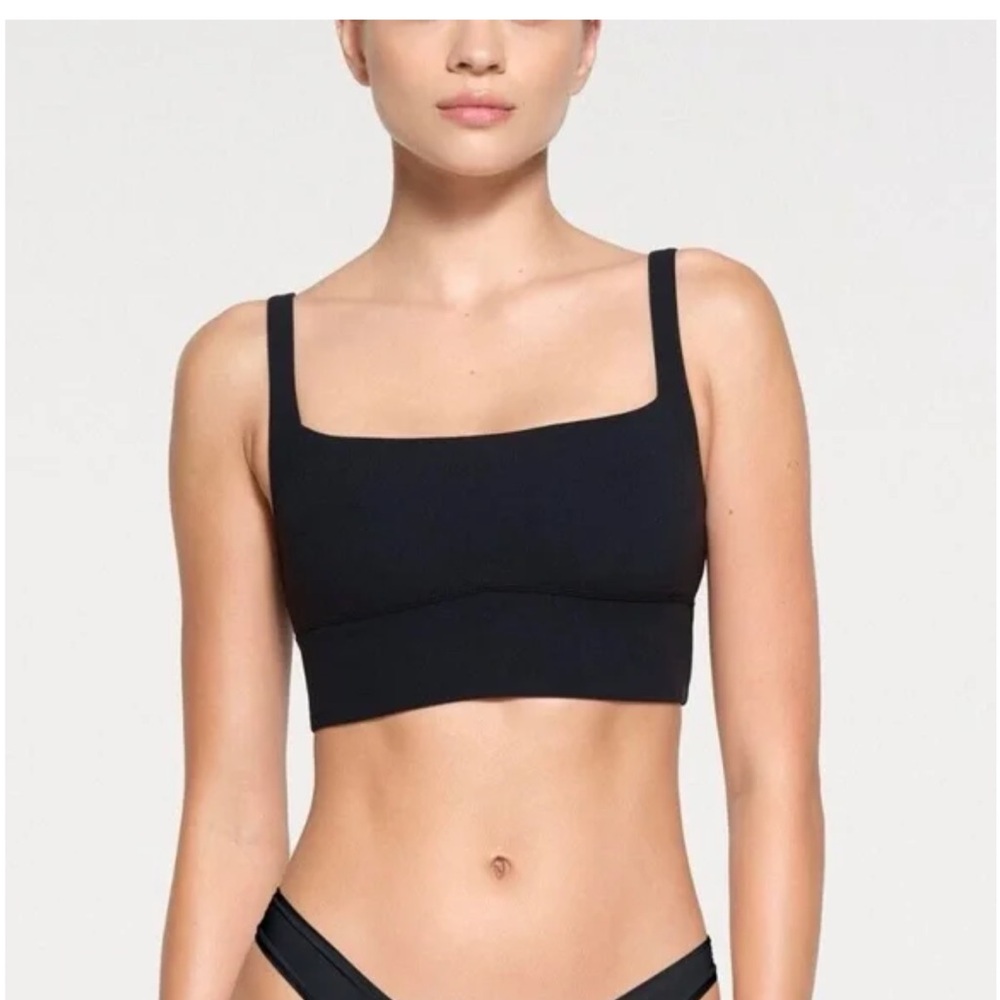 Skims Fits Everybody Square Neck longline bralette in Onyx